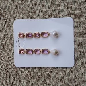 J.Crew Facted Crystal Earrings with Freshwater Pearls NWT